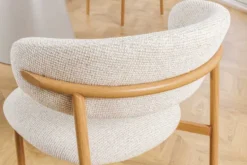 Design Stuhl BELFORT beige Strukturstoff Metallgestell Eiche