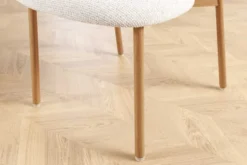 Design Stuhl BELFORT beige Strukturstoff Metallgestell Eiche