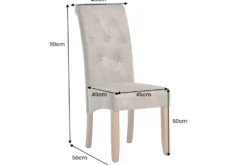 Design Stuhl CASA taupe Microfaser mit Zierknöpfen Massivholzbeine