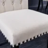 Design Stuhl CASTLE beige schwarz Strukturstoff Holzfüße Chesterfield
