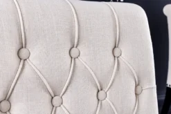 Design Stuhl CASTLE beige schwarz Strukturstoff Holzfüße Chesterfield