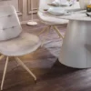 Design Stuhl DIVANI champagner beige Samt Metallgestell