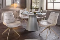 Design Stuhl DIVANI champagner beige Samt Metallgestell