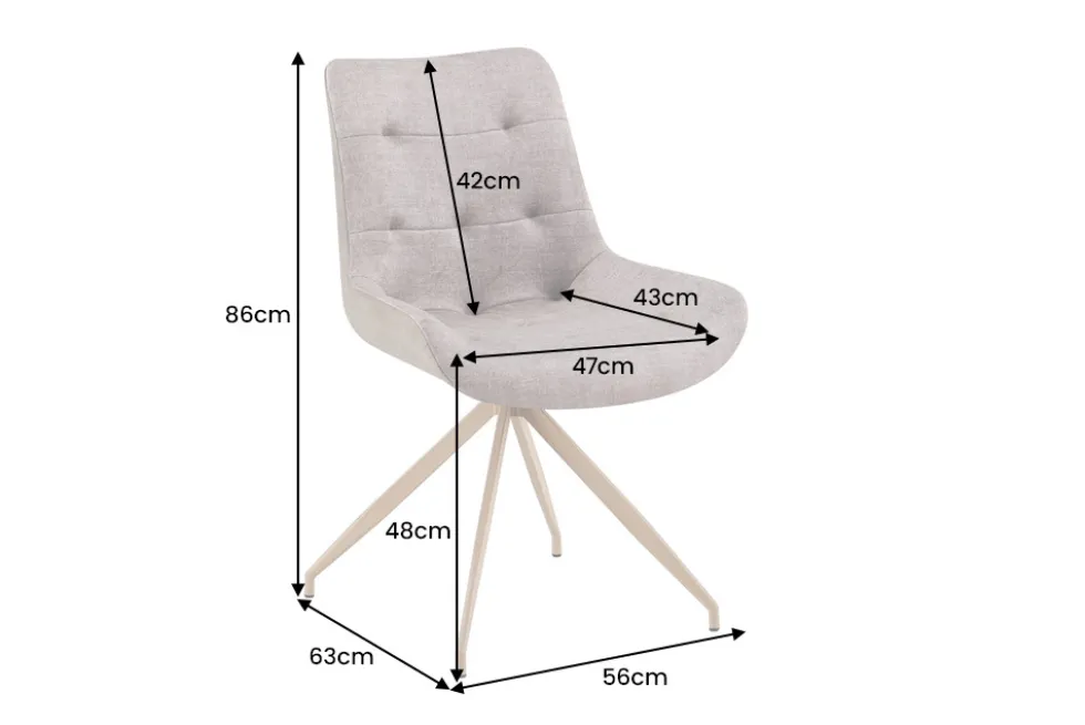 Design Stuhl DIVANI champagner beige Samt Metallgestell