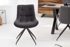 Design Stuhl DIVANI dunkelgrau Metallgestell schwarz im Retro Stil