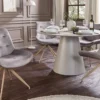 Design Stuhl DIVANI taupe Samt beiges Metallgestell