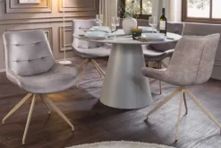 Design Stuhl DIVANI taupe Samt beiges Metallgestell