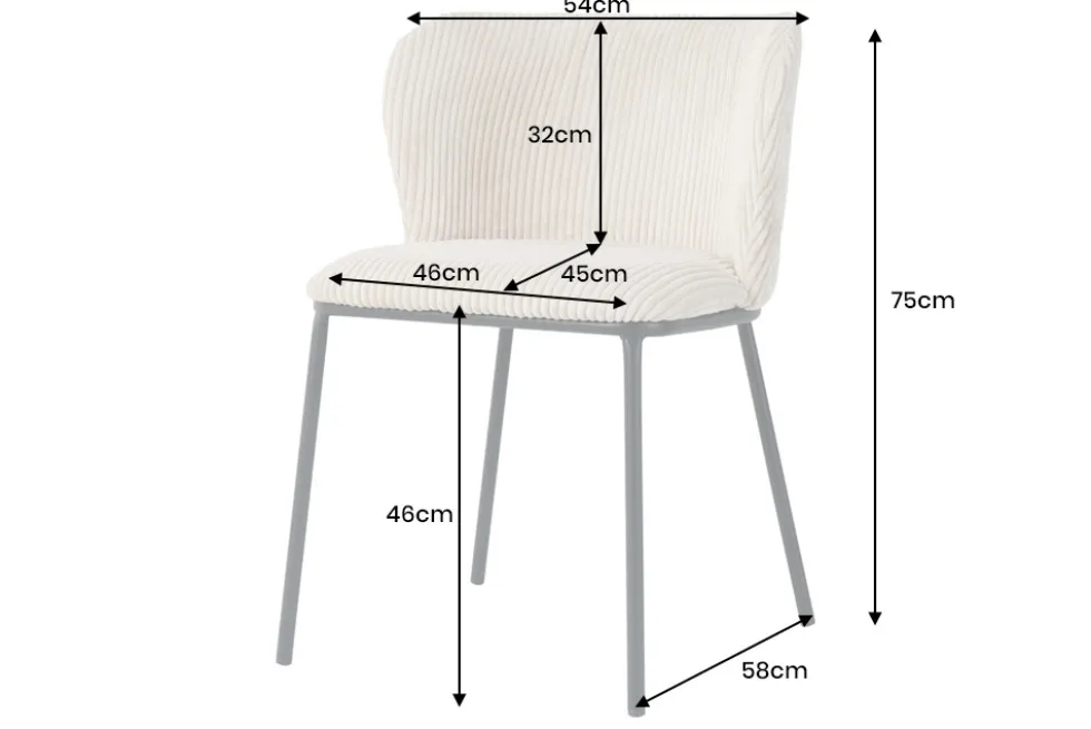 Design Stuhl LYON beige Cord schwarze Metallbeine