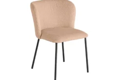 Design Stuhl LYON rosa Cord schwarze Metallbeine