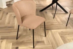 Design Stuhl LYON rosa Cord schwarze Metallbeine