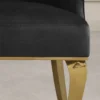 Design Stuhl MODERN BAROCK DELUXE schwarz Samt gold Edelstahl mit Löwenkopf