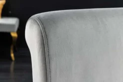 Design Stuhl MODERN BAROCK grau Samt goldene Stuhlbeine