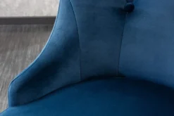 Design Stuhl MODERN BAROCK royalblau Samt mit silbernem Löwenkopf