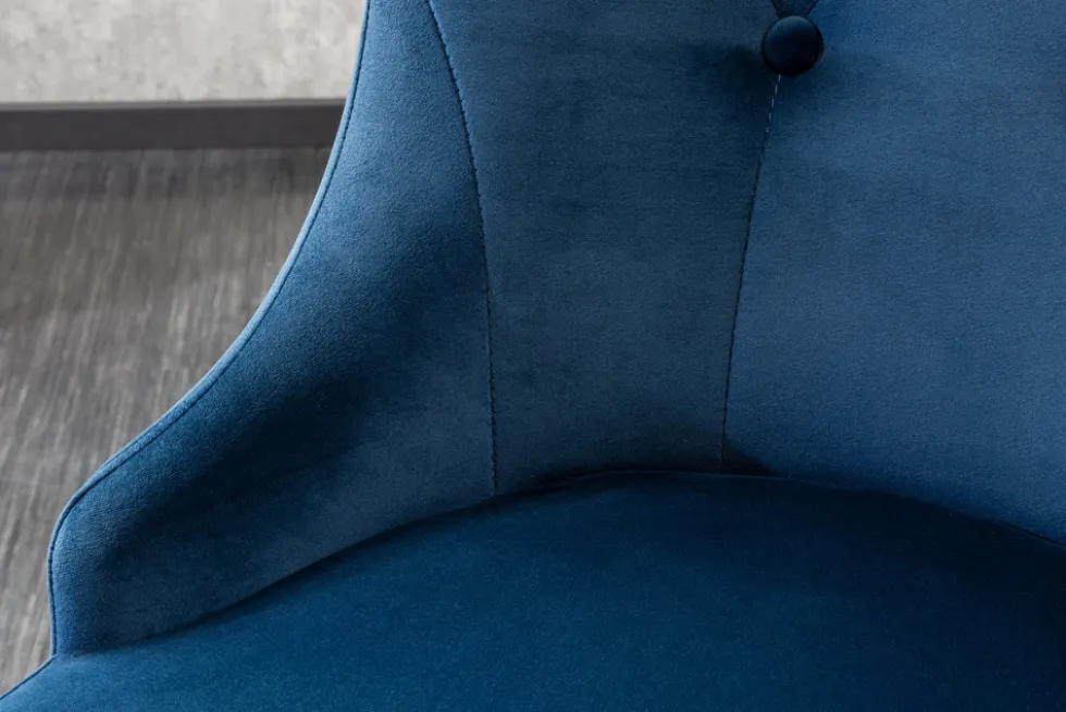 Design Stuhl MODERN BAROCK royalblau Samt mit silbernem Löwenkopf