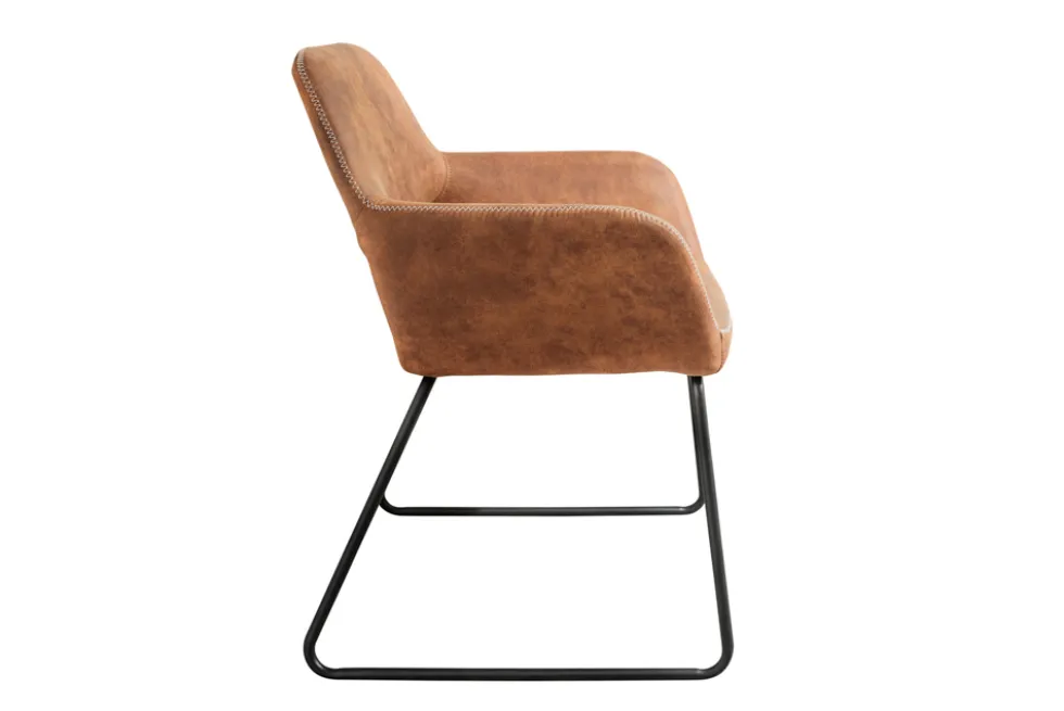 Design Stuhl MUSTANG antik braun Microfaser mit Armlehne