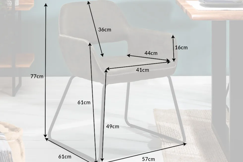 Design Stuhl MUSTANG antik taupe Microfaser mit Armlehne