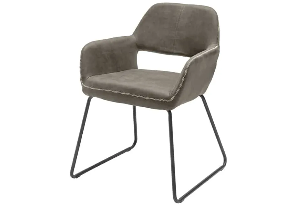 Design Stuhl MUSTANG antik taupe Microfaser mit Armlehne