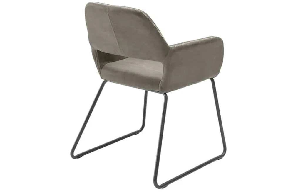 Design Stuhl MUSTANG antik taupe Microfaser mit Armlehne