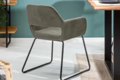 Design Stuhl MUSTANG antik taupe Microfaser mit Armlehne