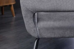 Design Stuhl MUSTANG grau Cord mit Armlehne schwarz Metall