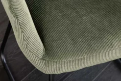 Design Stuhl MUSTANG grün Cord mit Armlehne schwarz Metallgestell