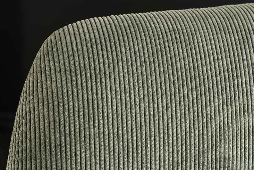 Design Stuhl MUSTANG grün Cord mit Armlehne schwarz Metallgestell