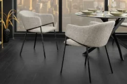 Design Stuhl NOBLESSE beige Chenille schwarzes Metallgestell