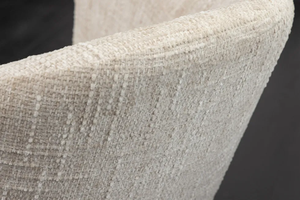 Design Stuhl NOBLESSE beige Chenille schwarzes Metallgestell