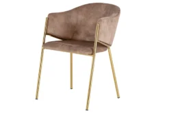 Design Stuhl NOBLESSE champagner beige Samt golden verchromtes Metallgestell