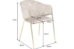Design Stuhl NOBLESSE champagner beige Samt golden verchromtes Metallgestell