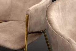 Design Stuhl NOBLESSE champagner beige Samt golden verchromtes Metallgestell