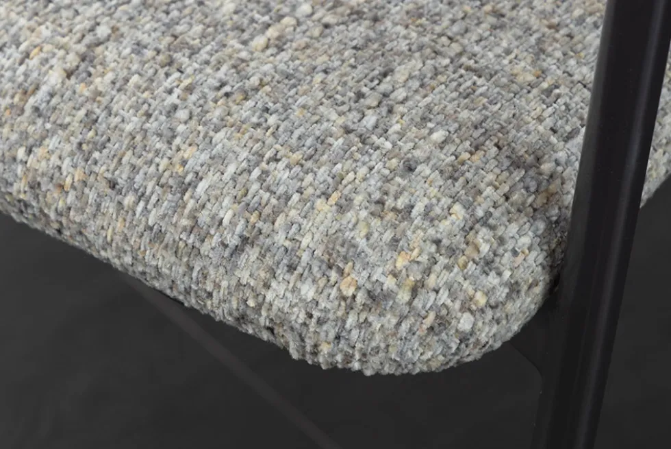 Design Stuhl NOBLESSE grau Chenille schwarzes Metallgestell
