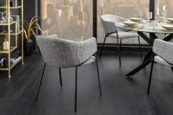 Design Stuhl NOBLESSE grau Chenille schwarzes Metallgestell