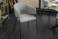 Design Stuhl NOBLESSE grau Chenille schwarzes Metallgestell