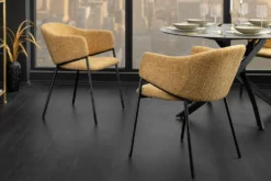 Design Stuhl NOBLESSE senfgelb Chenille schwarzes Metallgestell