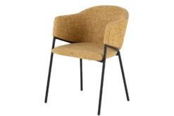 Design Stuhl NOBLESSE senfgelb Chenille schwarzes Metallgestell