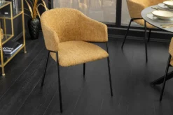 Design Stuhl NOBLESSE senfgelb Chenille schwarzes Metallgestell
