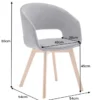Design Stuhl NORDIC STAR antik grau Microfaser Massivholz schwarz mit Armlehne gepolstert