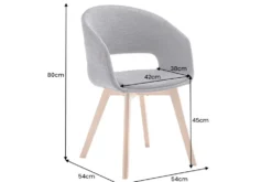 Design Stuhl NORDIC STAR grau Strukturstoff Massivholz mit Armlehne gepolstert