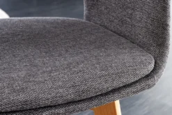 Design Stuhl NORDIC STAR grau Strukturstoff Massivholz mit Armlehne gepolstert
