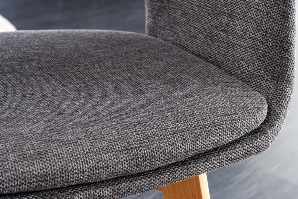 Design Stuhl NORDIC STAR grau Strukturstoff Massivholz mit Armlehne gepolstert