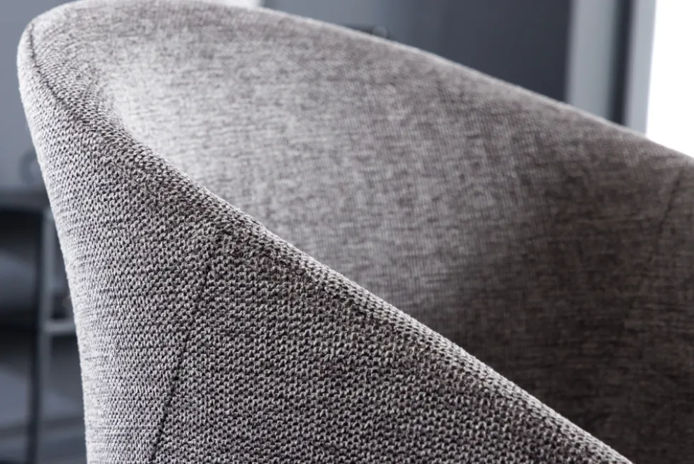 Design Stuhl NORDIC STAR grau Strukturstoff Massivholz mit Armlehne gepolstert