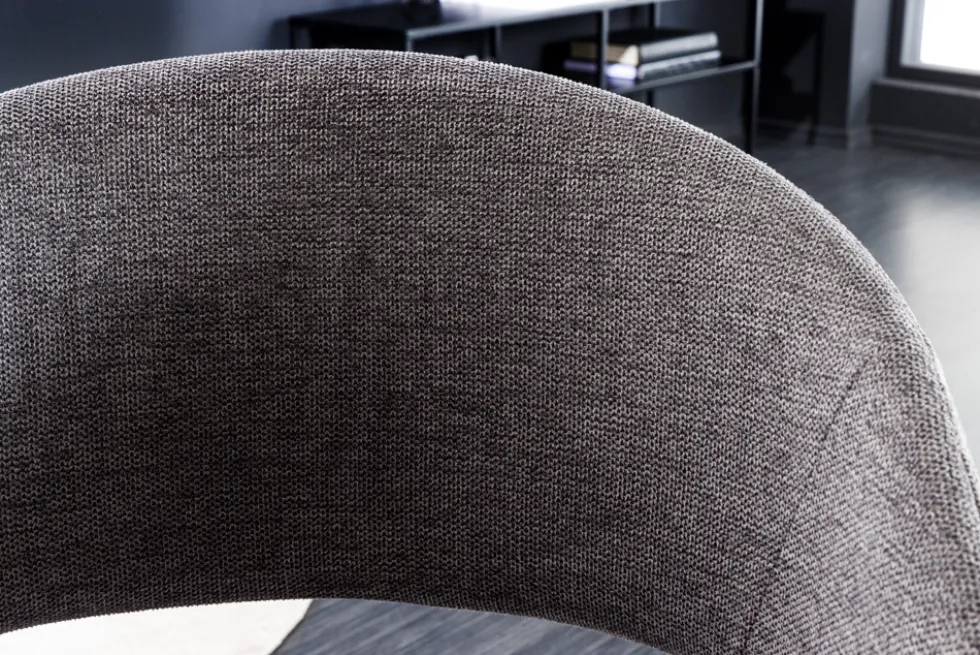 Design Stuhl NORDIC STAR grau Strukturstoff Massivholz mit Armlehne gepolstert