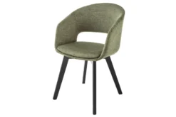 Design Stuhl NORDIC STAR grün Strukturstoff Massivholz schwarz mit Armlehne gepolstert