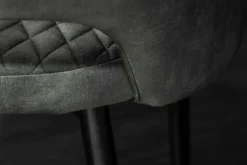 Design Stuhl PARIS grün Samt mit Armlehnen Ziersteppung goldene Fußkappen