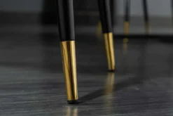 Design Stuhl PARIS senfgelb Samt mit Armlehnen Ziersteppung goldene Fußkappen
