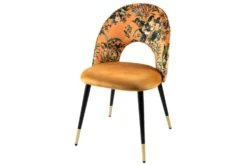 Design Stuhl PRÊT-À-PORTER gelb Samt florales Muster und goldene Fußkappen