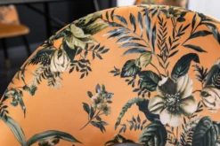 Design Stuhl PRÊT-À-PORTER gelb Samt florales Muster und goldene Fußkappen