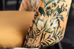 Design Stuhl PRÊT-À-PORTER gelb Samt florales Muster und goldene Fußkappen