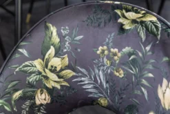 Design Stuhl PRÊT-À-PORTER grau Samt florales Muster und goldene Fußkappen